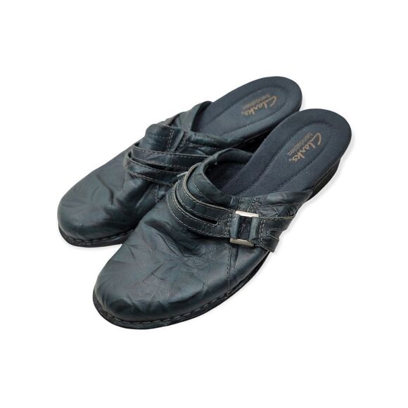 Blue Leather Clarks Mule - Picture 2 of 8